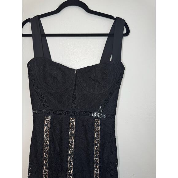 Self-Portrait NWT coquette Black floral Bodycon lace sleeveless midi dress US 4 - Picture 15 of 16